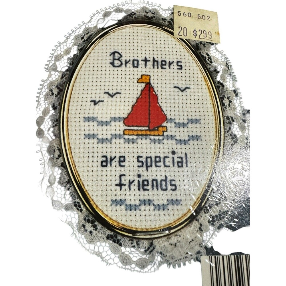 Vintage New Berlin Counted Cross Stitch Kit “BROTHERS ARE SPECIAL FRIENDS “ NEW!